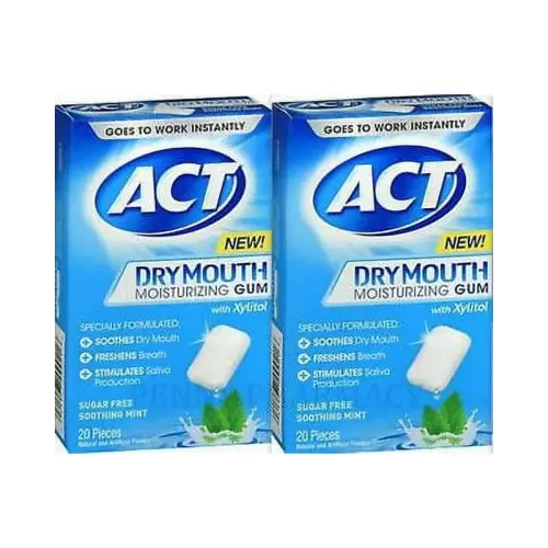 ACT Dry Mouth Moisturizing Gum Soothing Mint Sugar Free 20 Count (Pack Of 2) - Health & Beauty > Personal Care Oral