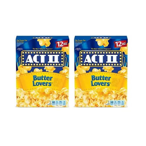 ACT II Butter Lovers Microwave Popcorn 2.75 Oz 12 Ct (Pack Of 2) - Food Beverages & Tobacco > Items Snack Foods