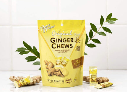 Prince of Peace 00% Natural Ginger Candy, Original Ginger Chews, Candied Ginger, 4 Ounce (Pack Of 5)