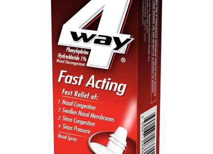 4Way Fast Acting Nasal Spray for Sinus Congestion Relief 1 Fl Oz Spray Bottle (Pack Of 12)