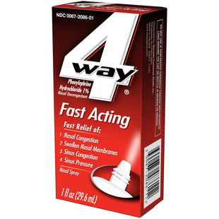 4Way Fast Acting Nasal Spray for Sinus Congestion Relief 1 Fl Oz Spray Bottle (Pack Of 12)