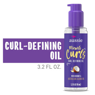 Aussie Miracle Curls, Curl-Defining Oil Hair Treatment, Coconut & Jojoba Oil, 3.2 fl Ounce (Pack Of 2)