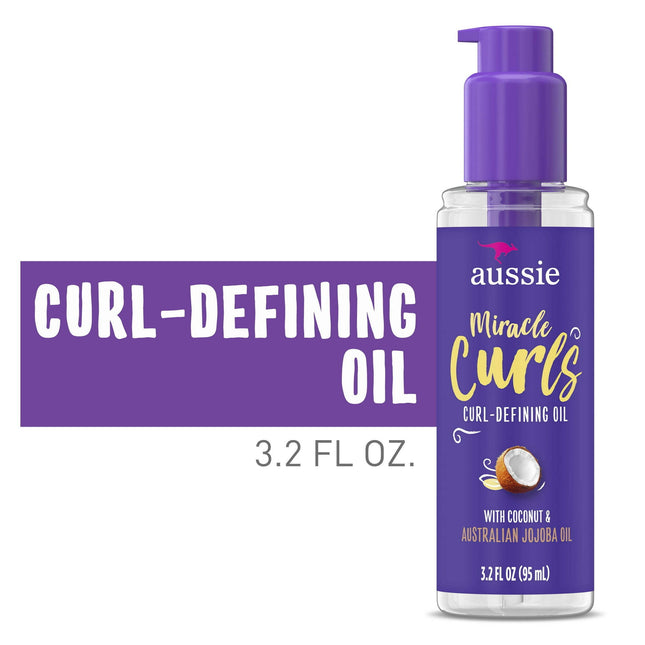 Aussie Miracle Curls, Curl-Defining Oil Hair Treatment, Coconut & Jojoba Oil, 3.2 fl Ounce (Pack Of 1)