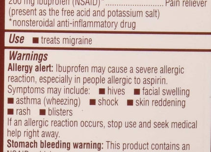 Advil Pain Reliever 200 MG Ibuprofen Liquid Filled Capsules Migraine - 20 ct (Pack Of 72) - Health & Beauty > Care