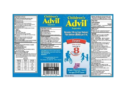 advil children’s advil supplement label