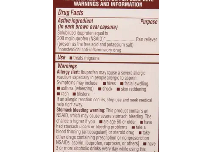 Advil Pain Reliever 200 MG Ibuprofen Liquid Filled Capsules Migraine - 20 ct (Pack Of 5) - Health & Beauty > Care