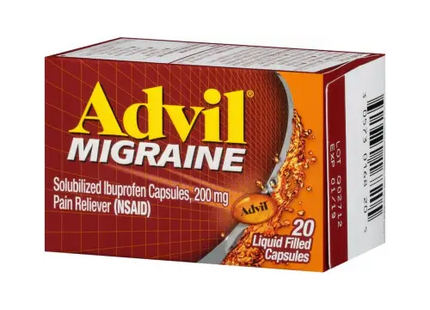 Advil Pain Reliever 200 MG Ibuprofen Liquid Filled Capsules Migraine - 20 ct (Pack Of 72) - Health & Beauty > Care