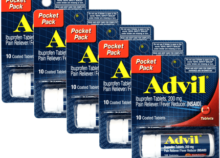 Advil Tablets Pain Reliever Fever Reducer Ibuprofen 200mg 10ct (5 Pack) - Health Care > Over-the-Counter Medication &