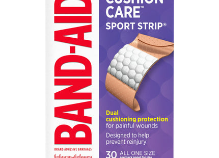 Band-Aid Brand Cushion Care Sport Strip Adhesive Bandages, cushioning Wound Protection, 30 ct (Pack Of 1)