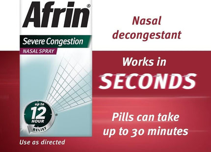 Afrin Maximum Strength Severe Congestion 12HR Nasal Spray with Menthol 0.5 oz 15 mL (Pack Of 1) - Health & Beauty >