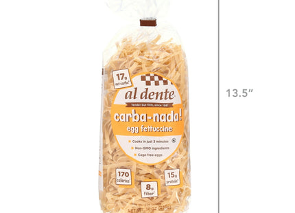 Al Dente Carba-Nada Egg Fettuccine Noodles 10-Ounce Bags (4 Pack) - Food & Beverages > Pasta Grains Cereals