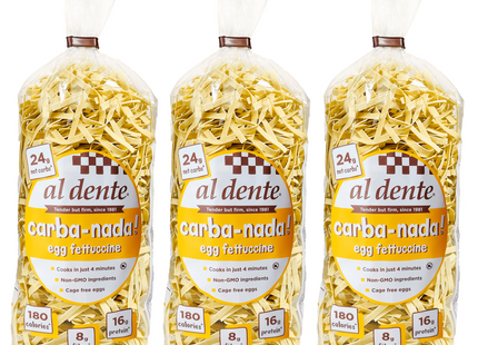 Al Dente Carba-Nada Egg Fettuccine Noodles 10-Ounce Bags (4 Pack) - Food & Beverages > Pasta Grains Cereals