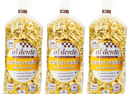 Al Dente Carba-Nada Egg Fettuccine Noodles 10-Oz Bags (24 Pack) - Food & Beverages > Pasta Grains Cereals