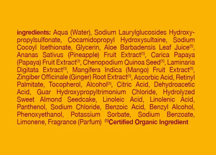 a close up of a yellow background with a list of ingredients