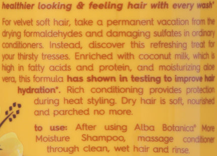 Alba Botanica Hawaiian Hair Moisture Conditioner Coconut Milk 12 Floz - Personal Care > & Styling Shampoo