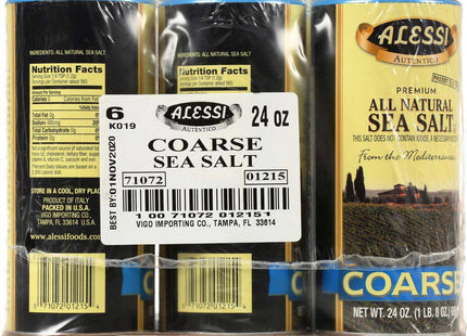 Alessi Natural Mediterranean Coarse Sea Salt 24 Ounces (Pack Of 12) - Food Beverages & Tobacco > Items Seasonings Spices