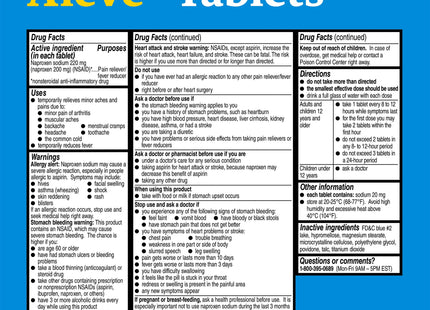 Aleve Naproxen Pain Reliever & Fever Reducer Tablets 10ct - Health Care > Over-the-Counter Medication Relief