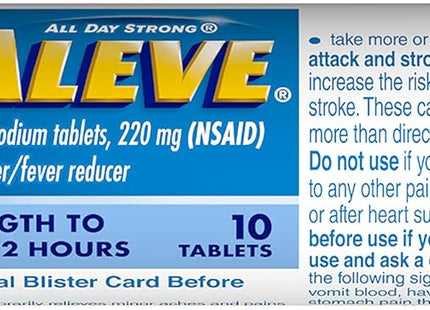 Aleve Naproxen Pain Reliever & Fever Reducer Tablets 10ct - Health Care > Over-the-Counter Medication Relief