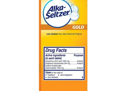 Alka Seltzer Gold Effervescent Heartburn Relief Antacid Tablets Without Aspirin 36 Ct (Pack Of 4) - Health & Beauty >