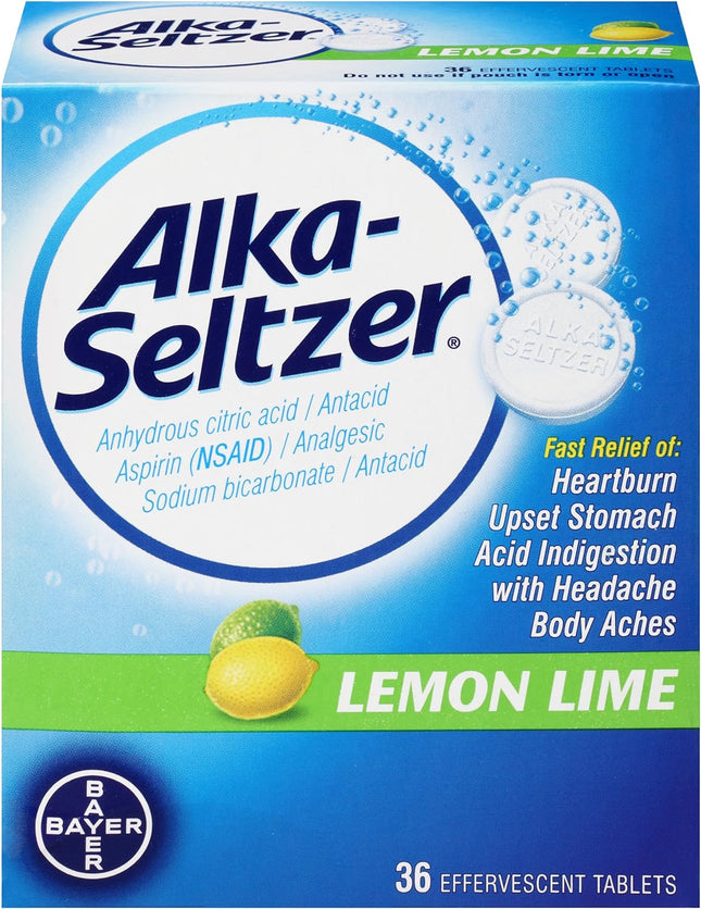 Alka-Seltzer Lemon Lime Effervescent Antacid Tablets With Aspirin 36ct (10 Pack) - Health Care > Over-the-Counter