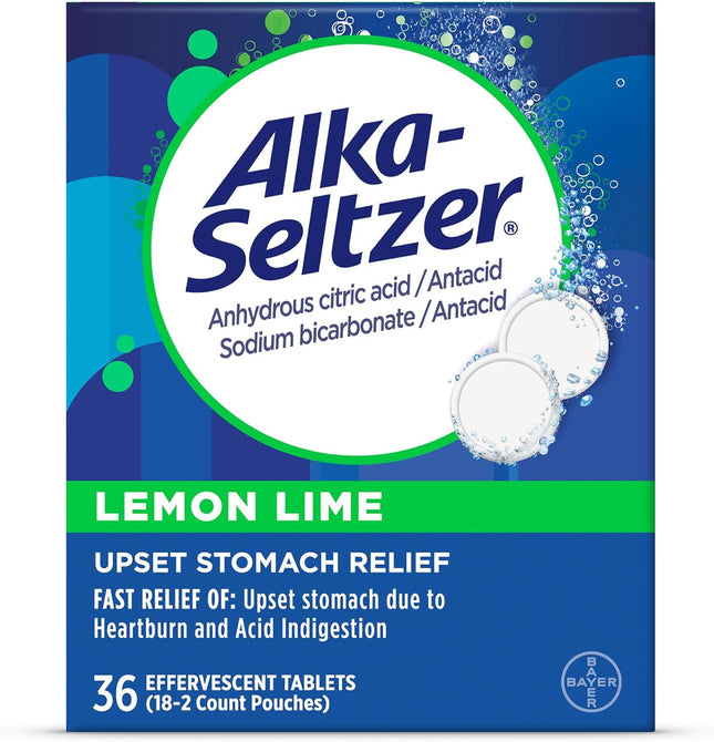 Alka-Seltzer Lemon Lime Effervescent Antacid Tablets With Aspirin 36ct (18 Pack) - Health Care > Over-the-Counter