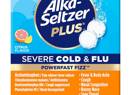 Alka-Seltzer Plus Severe Cold & Flu Power Fast Fizz Citrus Tablet 20ct (12 Pack) - Health Care > Over-the-Counter