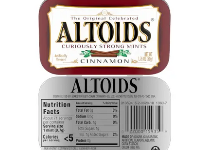 Altoids Cinnamon Breath Mints Strong 1.76 ounce (Pack Of 1) - Food Beverages & Tobacco > Items Candy Chocolate