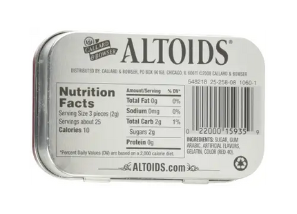 Altoids Cinnamon Breath Mints Strong 1.76 ounce (Pack Of 1) - Food Beverages & Tobacco > Items Candy Chocolate