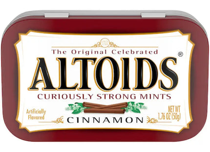 a close up of a tin of altoids cinnamon