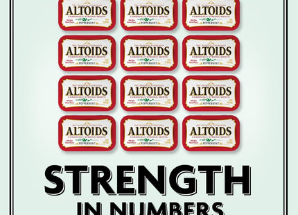 Altoids Classic Peppermint Breath Mints Hard Candy Tin 1.76oz (12 Pack) - Food & Beverages > Sweets Chocolate Gums