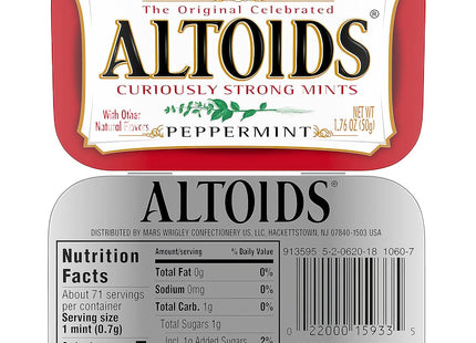 Altoids Classic Peppermint Breath Mints Hard Candy Tin 1.76oz (12 Pack) - Food & Beverages > Sweets Chocolate Gums