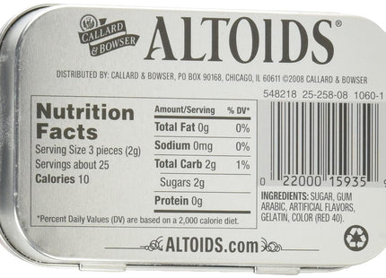 Altoids Curiously Strong Mints Cinnamon Breath Tins 1.76oz (12 Pack) - Food & Beverages > Sweets Chocolate Gums