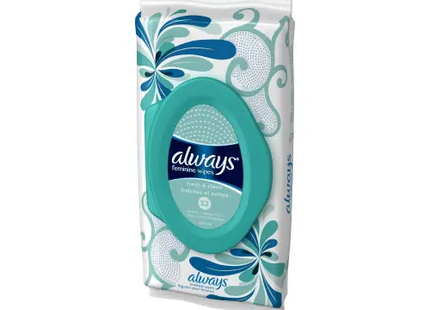 Always Feminine Wipes Fresh and Clean Scent Soft Pack 32 Count (Pack Of 2) - Health & Beauty > Personal Care Cosmetics