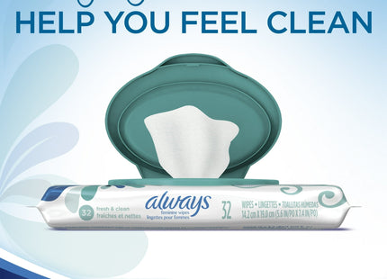 Always Feminine Wipes Fresh and Clean Scent Soft Pack 32ct (5 Pack) - Personal Care >