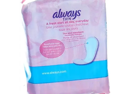 Always Incredibly Thin Daily Liners Regular Unscented 20 Ct (Pack Of 2) - Health & Beauty > Personal Care Feminine