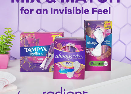 Always Radiant Pantyliners Regular Wrapped Unscented 48 Count (Pack Of 6) - Health & Beauty > Personal Care Feminine