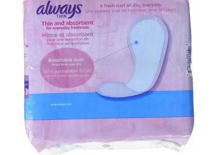 Always Thin Daily Panty Liners For Women Light Absorbency Unscented 120 Count (Pack Of 4) - Health & Beauty > Personal