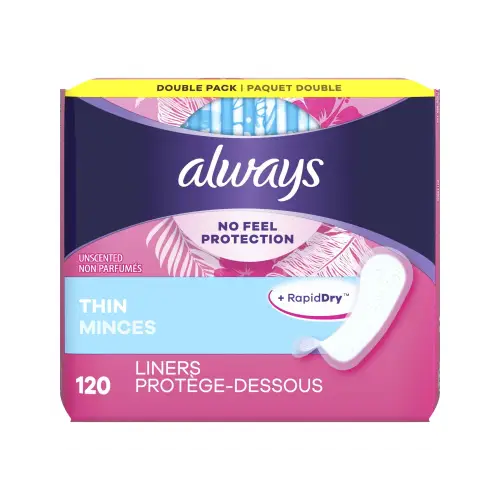 Always Thin Daily Panty Liners For Women Light Absorbency Unscented 120 Count (Pack Of 2) - Health & Beauty > Personal