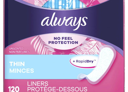 Always Thin Daily Panty Liners Wrapped Light Absorbency Unscented 120ct (3 Pack) - Personal Care > Feminine Pantiliners