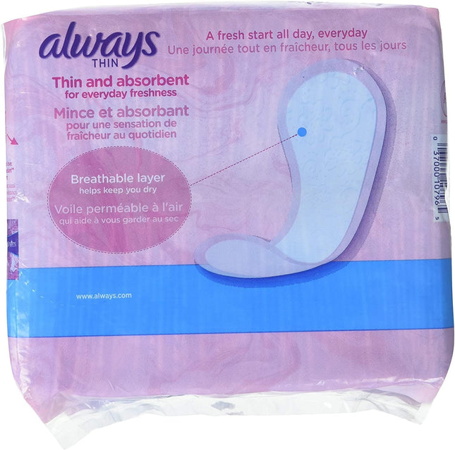 Always Thin Daily Panty Liners Wrapped Light Absorbency Unscented 120ct (5 Pack) - Personal Care > Feminine Pantiliners