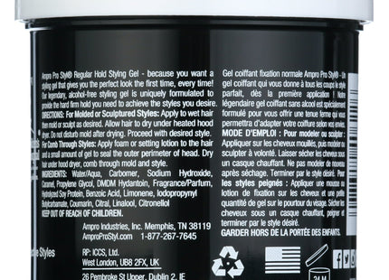 Ampro Regular Hold Protein Hair Styling Gel Moisturizing Unisex 6oz - Personal Care > & Products