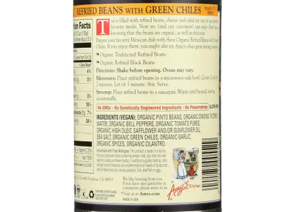 Amy’s Organic Refried Beans With Green Chile 15.4 Ounces (Pack Of 12) - Food Beverages & Tobacco > Items Fruits