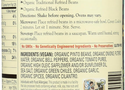 Amy’s Organic Refried Beans With Green Chile 15.4 Ounces (Pack Of 12) - Food Beverages & Tobacco > Items Fruits