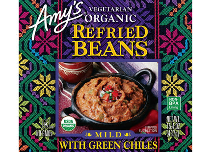 Amy’s Organic Refried Beans With Green Chile 15.4 Ounces (Pack Of 12) - Food Beverages & Tobacco > Items Fruits