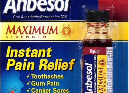 Anbesol Liquid Maximum Strength Instant Oral Pain Relief 0.41oz (36 Pack) - Personal Care > Teething