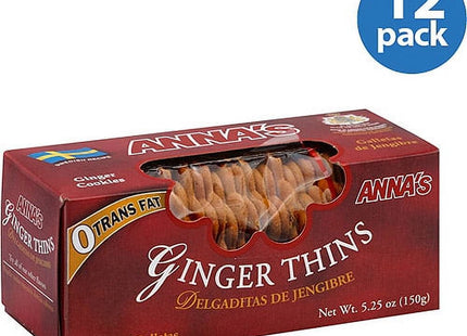 Anna’s Ginger Thins All Natural Swedish Cookies 5.25oz (12 Pack) - Food & Beverages > Sweets Chocolate Biscuits