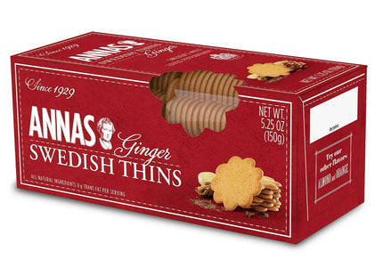 Anna’s Ginger Thins All Natural Swedish Cookies 5.25oz (12 Pack) - Food & Beverages > Sweets Chocolate Biscuits