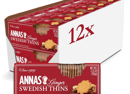 Anna’s Ginger Thins All Natural Swedish Cookies 5.25oz (12 Pack) - Food & Beverages > Sweets Chocolate Biscuits