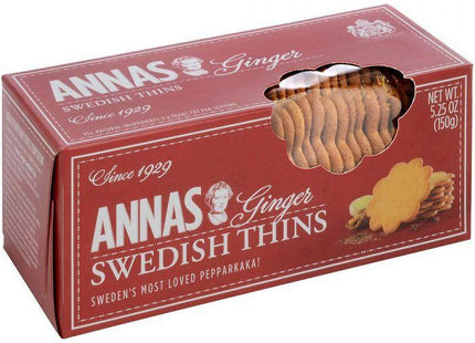 Anna’s Ginger Thins All Natural Swedish Cookies 5.25oz (12 Pack) - Food & Beverages > Sweets Chocolate Biscuits