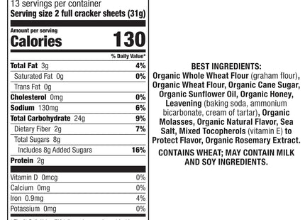 Annie s Organic Honey Graham Crackers Made With Whole Grain 14.4oz - Food & Beverages > Pantry Crispbread